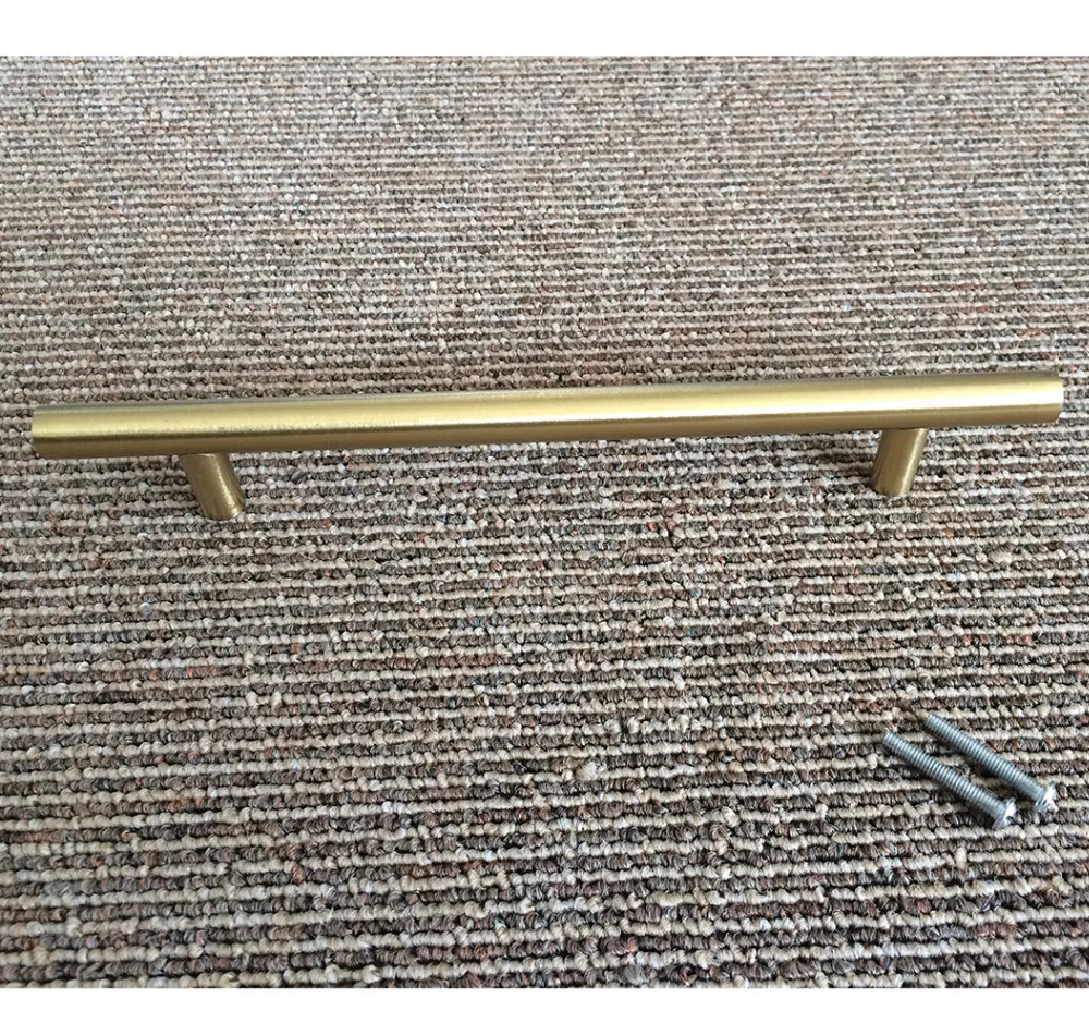 Goldenwarm матовые латунные золотые ручки для шкафов Т бар современный шкаф кухонный