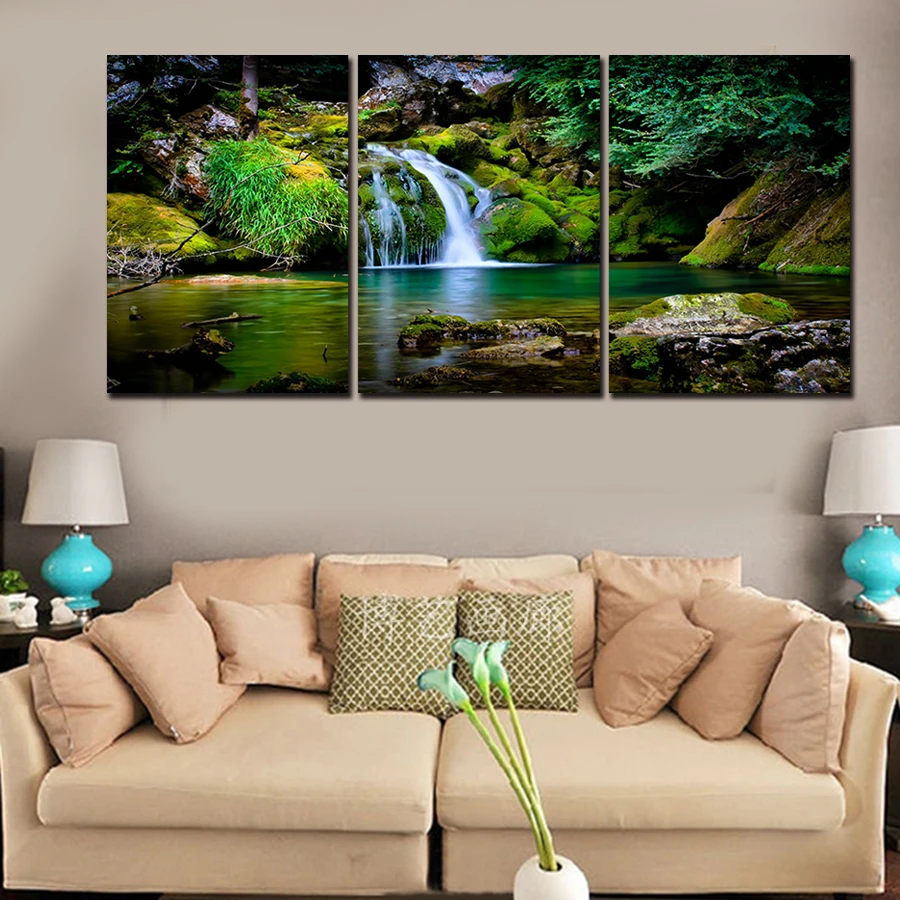 CLSTROSE Limited Spray Painting 3 Panel Hot Forest Falls Kits Decorative Home Decor Art Picture On Canvas | Дом и сад