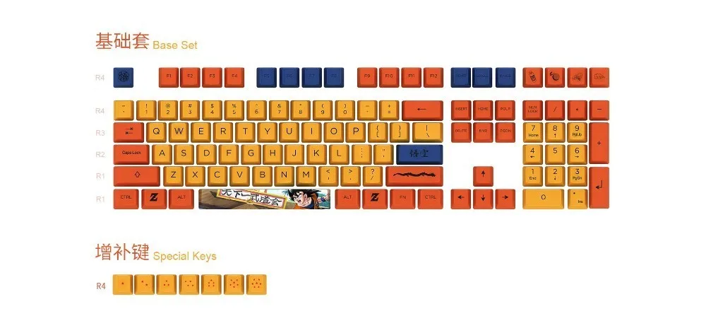 115 ключей/набор оригинальные AKKO Dragon Ball Z PBT Dye сублимационные Чехлы для клавиш для механической клавиатуры сын Goku vegeta OEM профиль