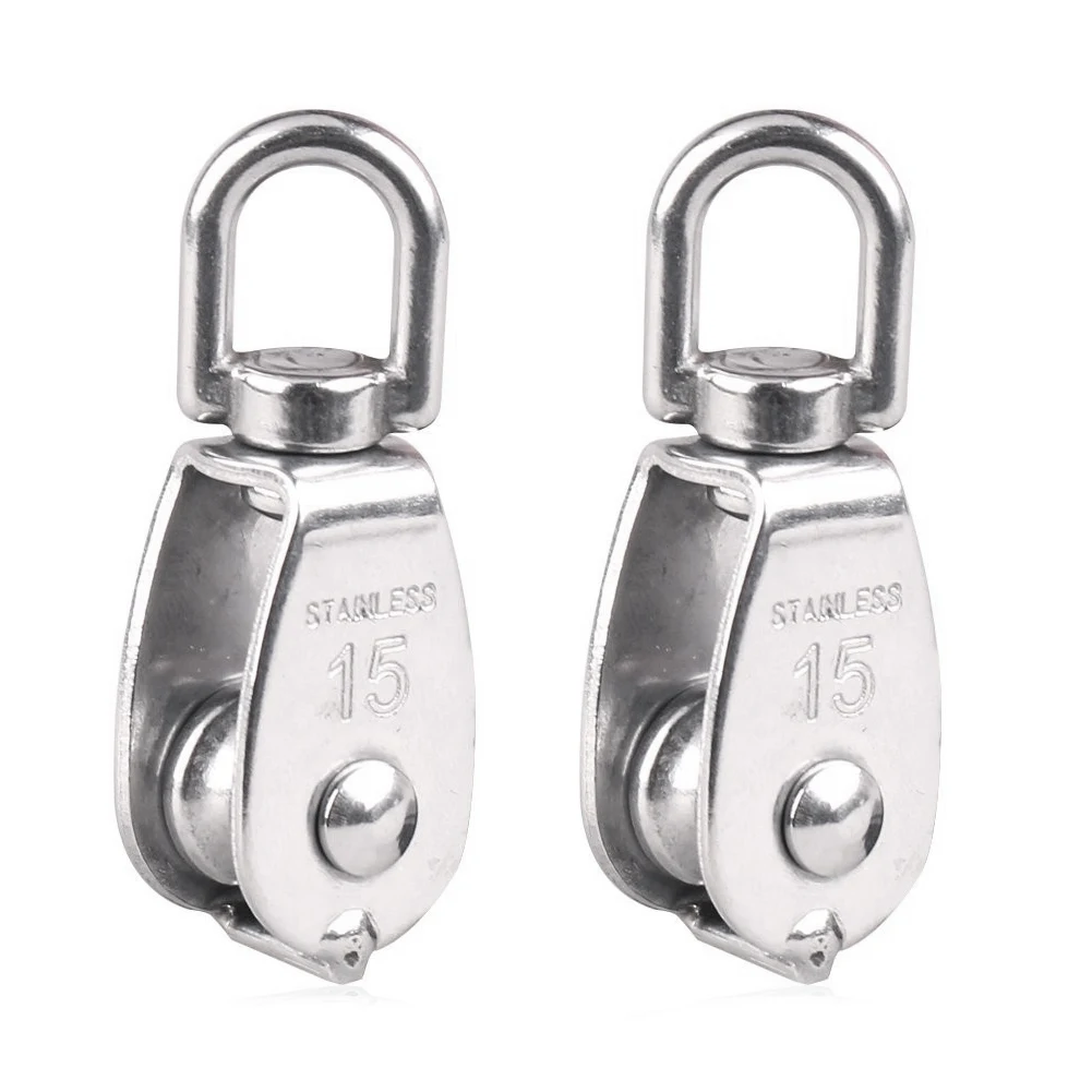 

NEW Crane Pulley Block M15 Lifting Crane Swivel Hook single Pulley Block Hanging Wire Towing Wheel 10Pcs