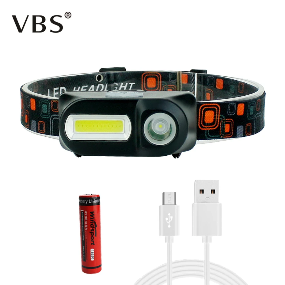 

XPE LED COB светодиодный налобный мини-фонарь Перезаряжаемые фар 6-режимами налобный фонарь кемпинг Пеший Туризм Ночная Рыбалка фонарик 18650 Бата...