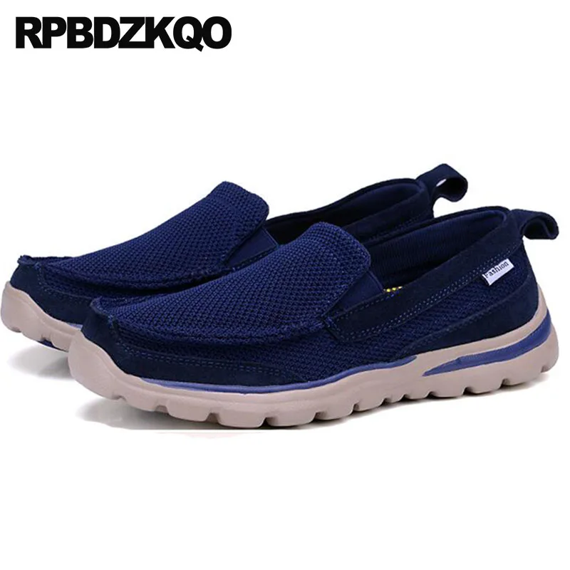Sneakers Round Toe Comfort Skate Men Mesh Slip On Shoes Designer Trainers Plus Size 2021 Breathable Casual Navy Blue Fashion |