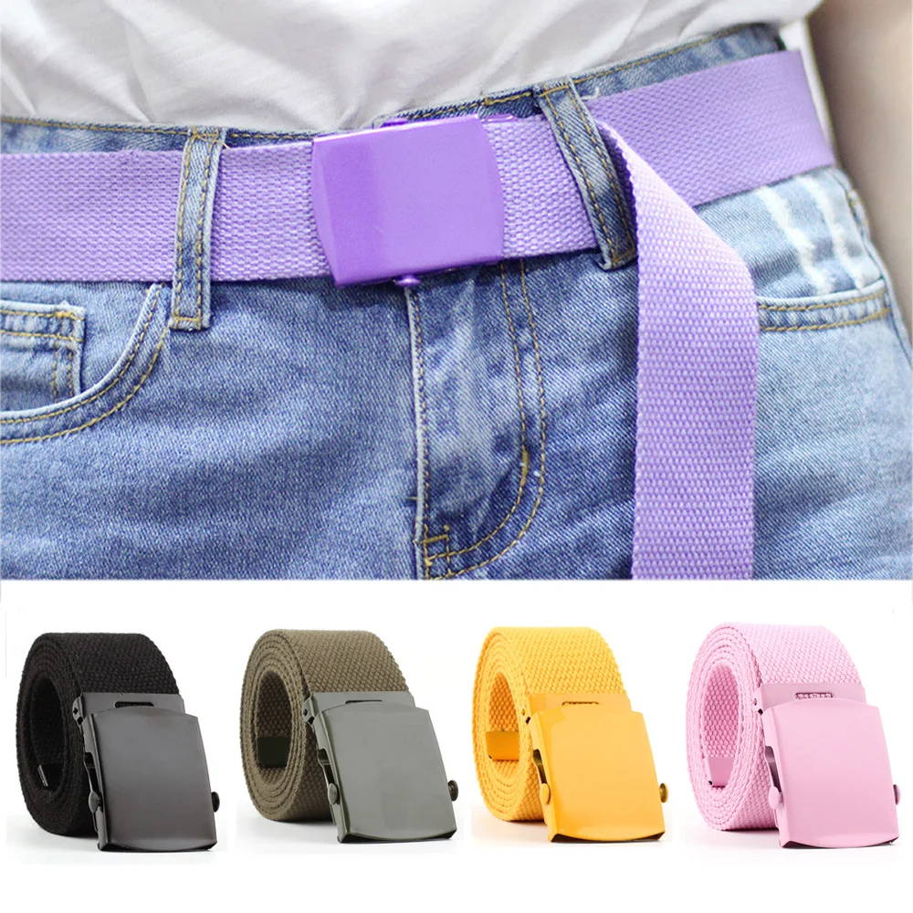 Холщовый плетеный ремень унисекс классический гладкий с пряжкой Повседневный