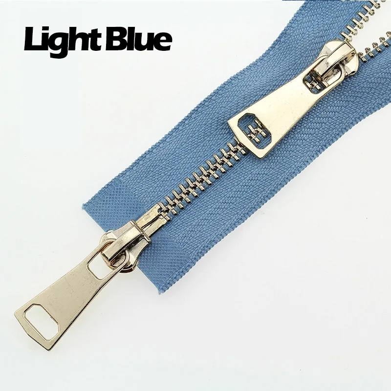 Light Blue 5# разъемная застежка-молния двойными собачками good Market 60/70/80/90/100/120/150 см автоматический металлический замок розовое золото застежка-молния - Цвет: Light Blue