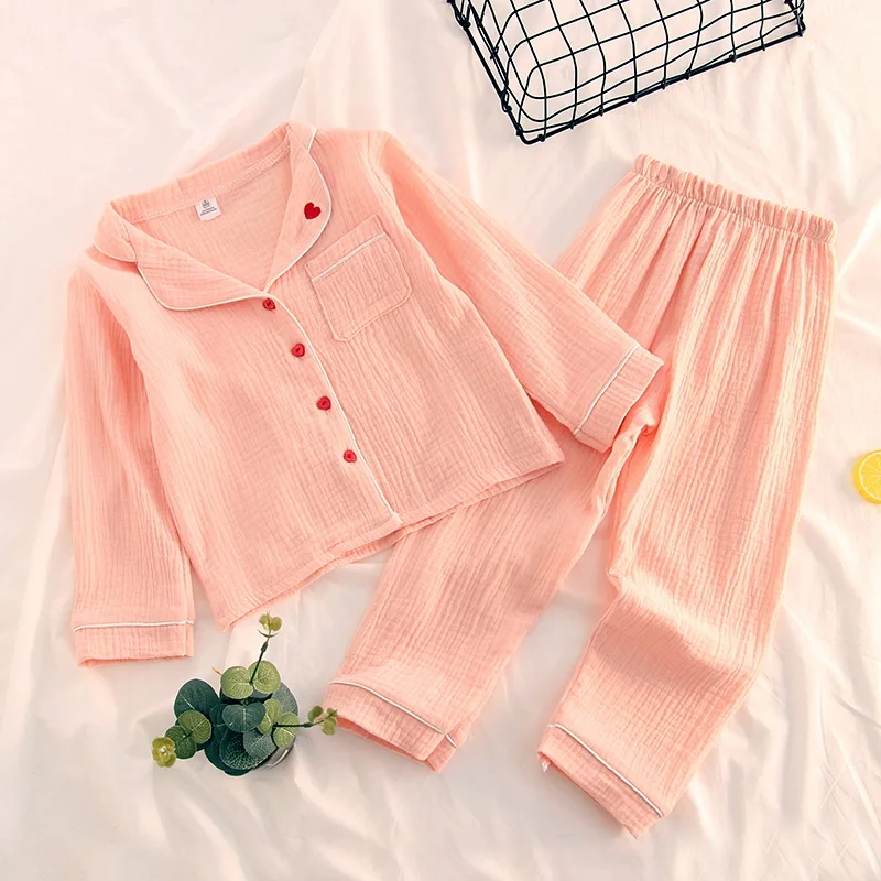 Пижамный комплект для девочек и мальчиков хлопковая льняная мягкая Пижама Enfant