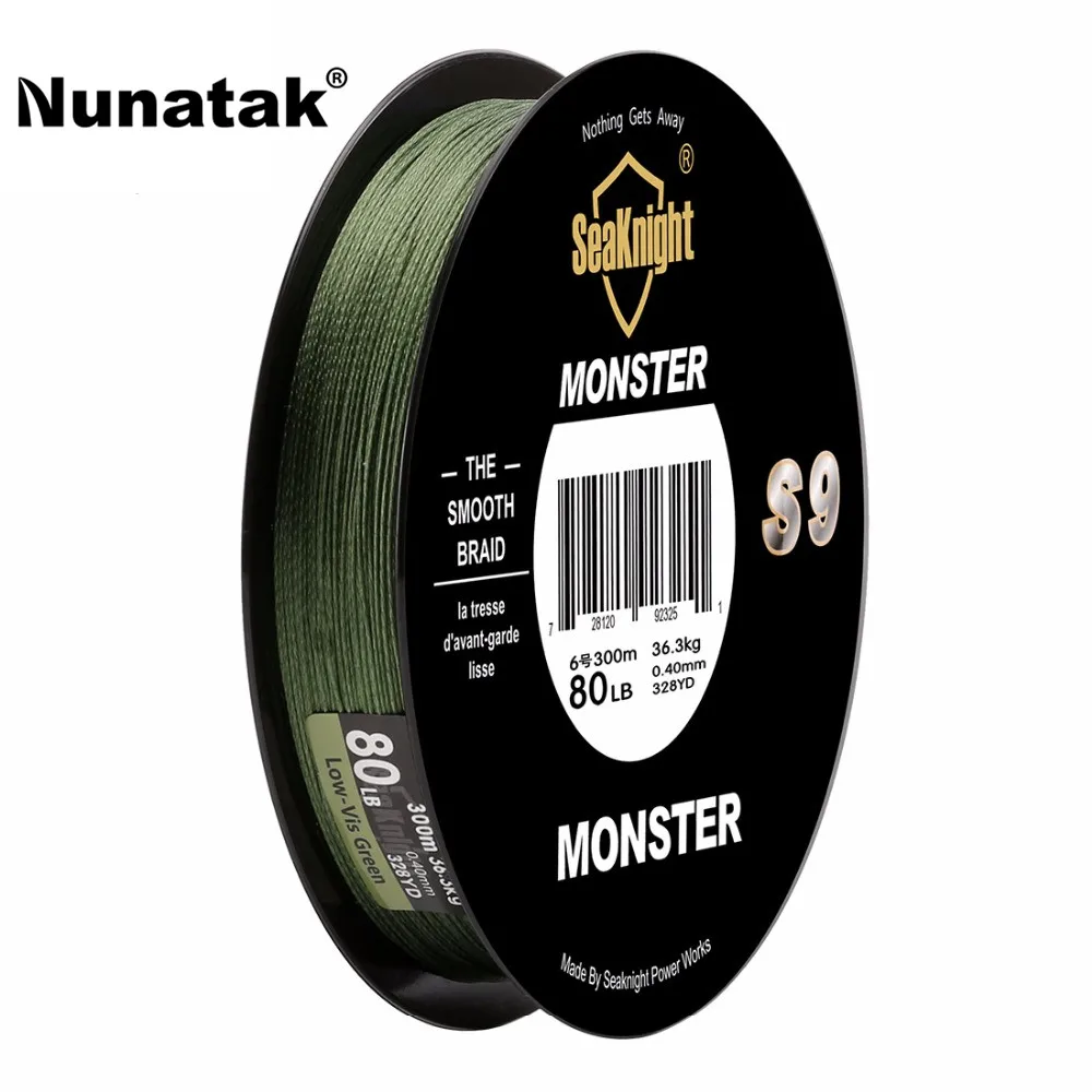 green Качественные плетеные рыболовные лески Monster S9, 300 м, S спиральные Braide Tech. 9 нитей, многофиламентные, PE Зеленый, 30 фунтов, 40 фунтов, 50 фунтов, 80 фунтов, 100 фунтов - Цвет: green