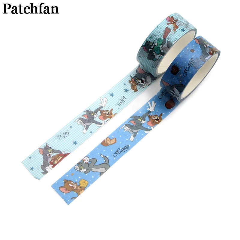 Patchfan кошка и мышь мультфильм Животные 90s забавные DIY Скрапбукинг дети клей васи маскирующая Лента Печатный узор стикер A2152