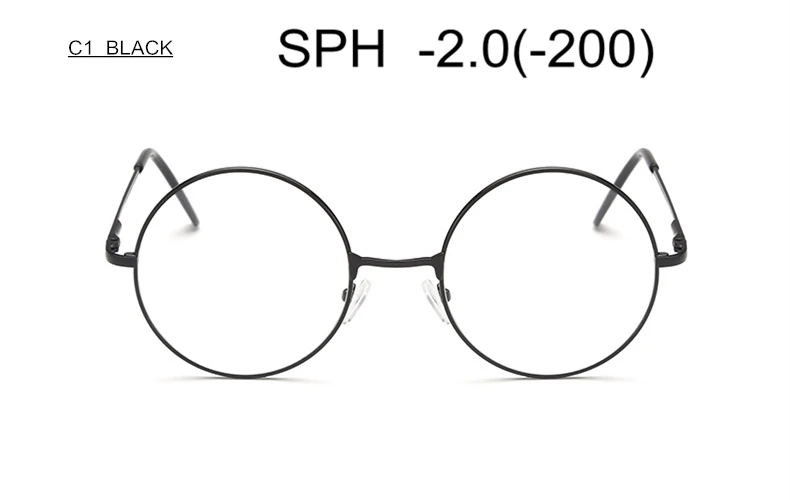 C1 (-2.0) Очки для близорукости с диоптриями SPH-1-2,0-2,5-3,0-3,5-4,0 для женщин и мужчин, сплав, круглая оправа, близорукие очки UF33 - Цвет оправы: C1 (-2.0)