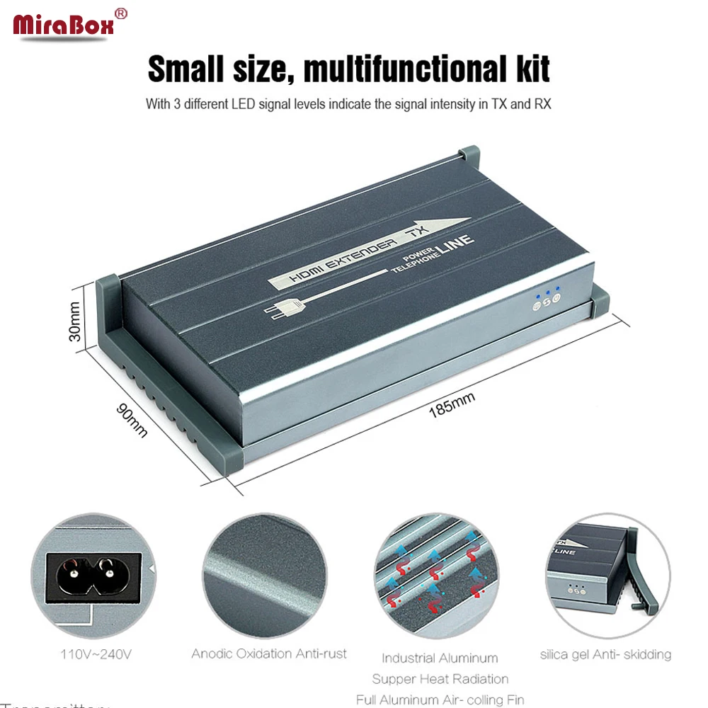 Mirabox 300 м Мощность линии HDMI Extender ИК H.264 кодирования протокол высокое качество