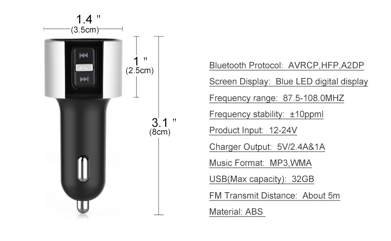Urbanroad Автомобильный USB Mp3 Bluetooth fm-передатчик Aux беспроводной аудио плеер Автомобильный комплект Handsfree Fm модулятор 3.4A двойной USB зарядное устройство
