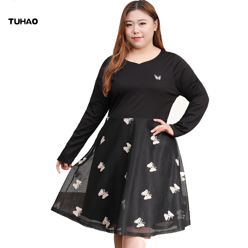 

TUHAO весеннее подиумное платье Vestido с вышивкой, газовые женские платья большого размера 10XL 8XL 6XL, женское элегантное офисное платье MSFS
