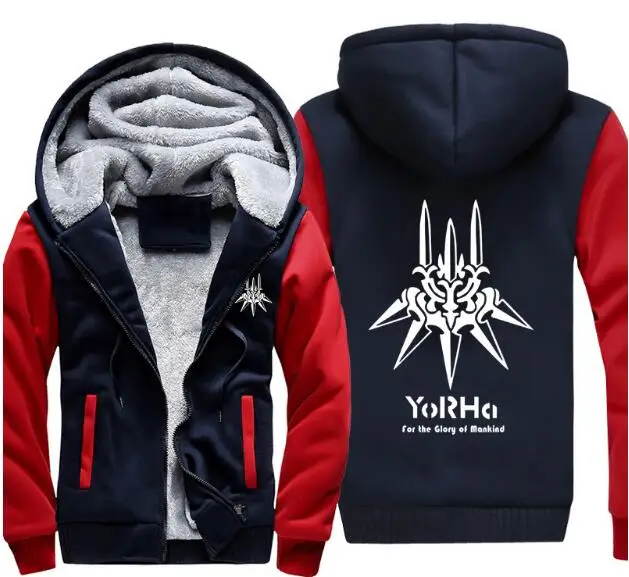 Новинка: толстовка NieR:Automata Game yorha 2B куртка зимняя мужская Толстая на молнии|hoodie