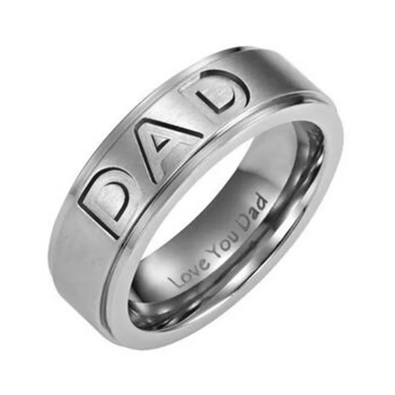 Gaxybb New Arrive Stainless Steel Dad Ring Engraved Love You Dad Men's Ring Jewelry