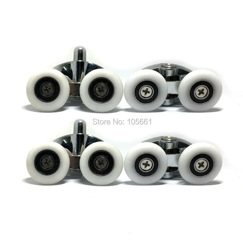 

Set of 4 new Oval Metal alloy double wheel Shower door rollers 23mm