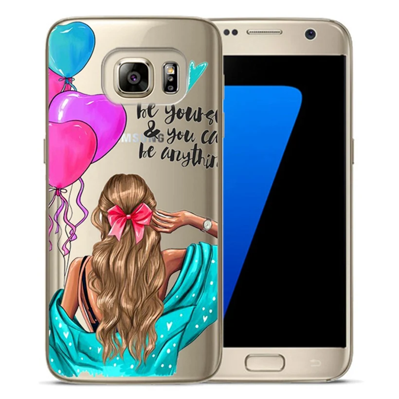 Fashion Black Brown Hair Baby Mom Girl Queen TPU Pattern For Samsung Galaxy S3 A5 2015 2016 S8 S9 Puls S7 Edge Cover Fundas D602 |