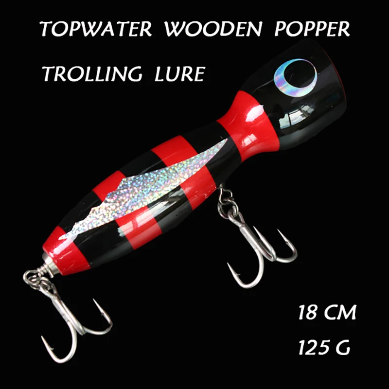 MAD мышь Topwater деревянный Поппер Spitter GT поверхности Popping Троллинг 18 см 125 г ручной