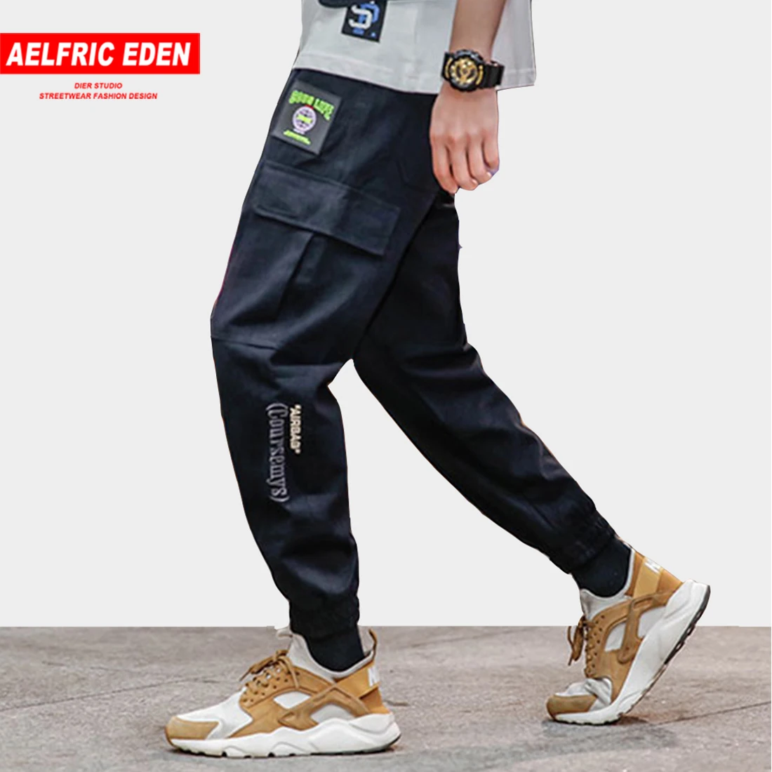 Брюки-карго aelfrec Eden с буквенным принтом и вышивкой для мужчин весенне-осенние