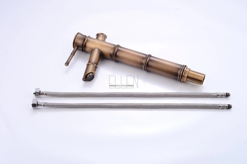 Античная Латунь Водопад Ванная раковина кран сосуд высокий бамбуковый водопроводный смеситель горячей и холодной воды одно отверстие бассейна кран Винтаж