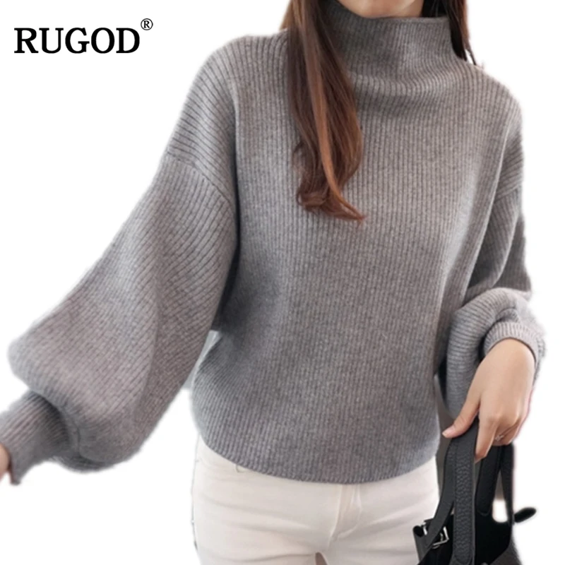 Женский трикотажный свитер RUGOD Однотонный с длинным рукавом летучая мышь 2019 |