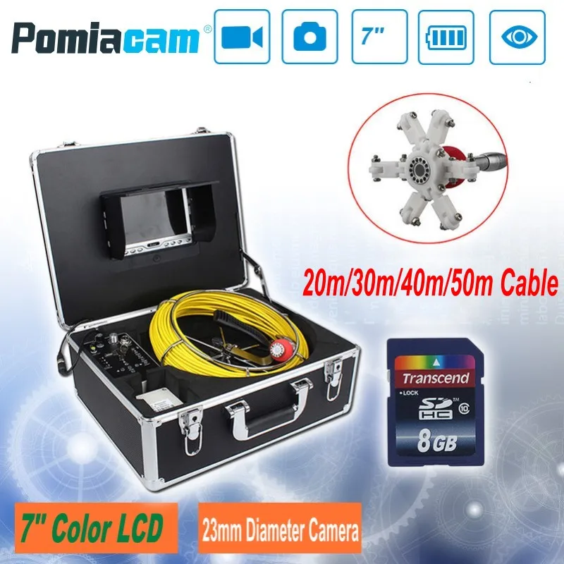 

DHL Free 7D1 20/30/40/50m cable Professional Pipe Sewer Inspection Tools 23mm Sewer Drain Pipeline Endoscope Camera with Pulley