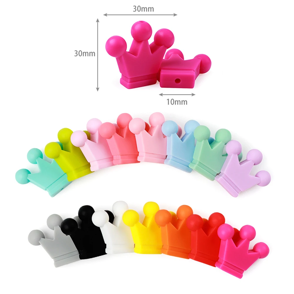 

100pc Crown Baby Cartoon Silicone Beads For DIY Teething Necklace Teether Beads BPA Free Childen's Goods Silicone Beads Teether