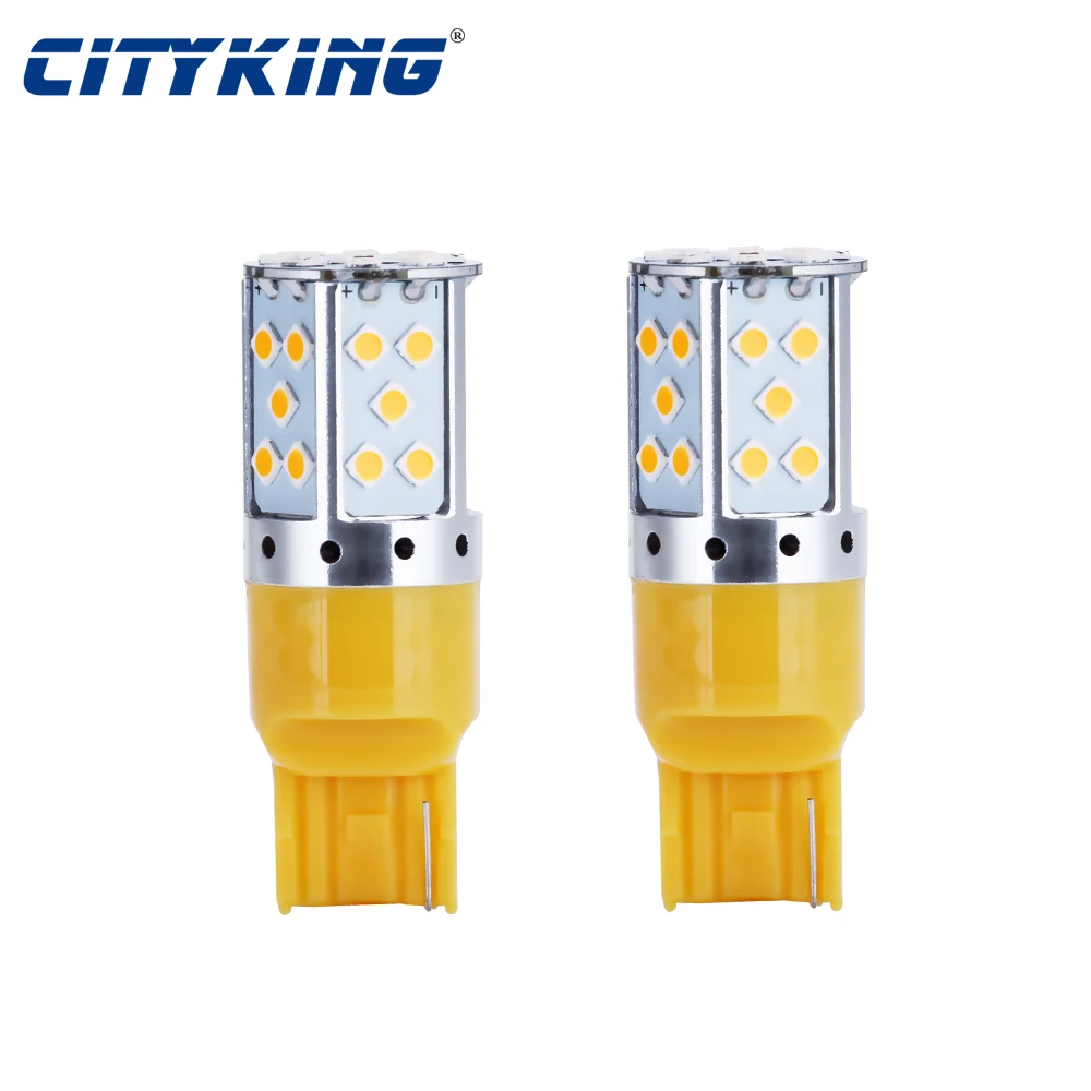 

50pcs Error Free Amber Yellow 7440 T20 LED 35smd 3030 For Car Front or Rear Turn Signal Light No Hyper Flash and No Modification
