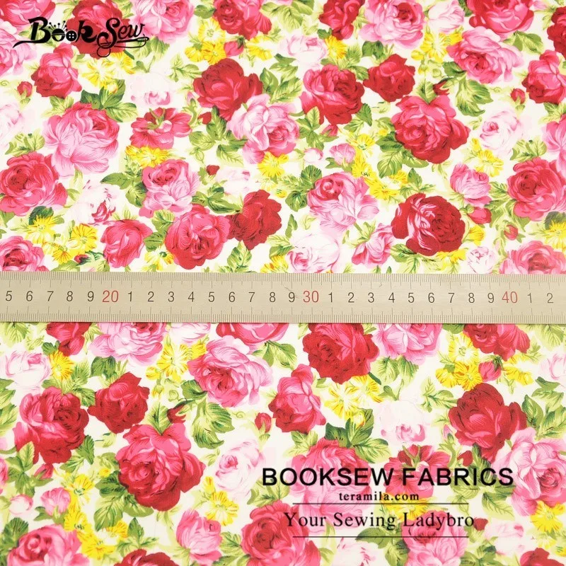 Booksew 100% хлопок поплин Ткань метр печатных Роза Дизайн мягкие Текстиль для дома