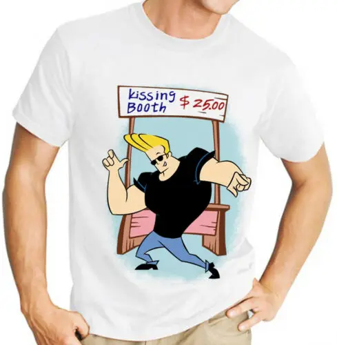 Johnny Bravo целуя Бут (Ханна Барбера классический мультфильм) Для мужчин s футболка с