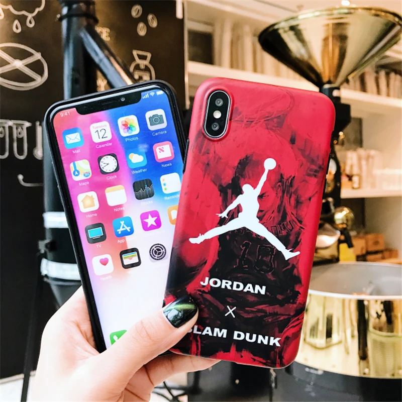 WULAWUKU модные новые Jordan X Slamdunk Мягкие Tpu IMD чехол для iphone 8 плюс 7 6 6s сзади чехлы Чехол