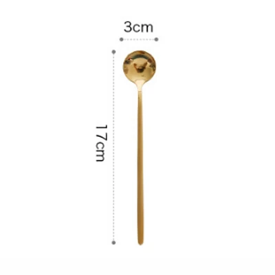Gold-17CM CHANOVEL 1 шт. 13 см Высококачественная кофейная ложка 304 чайная ложка из нержавеющей стали - Цвет: Gold-17CM