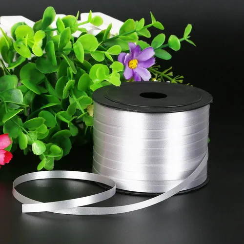 silver Новинка, 1 рулон, 5 мм х 100 ярдов, фольга, воздушный шар, лента, сделай сам, свадебные подарки, упаковочная лента, веревка, воздушные шары, струны для украшения, вечерние - Цвет: silver