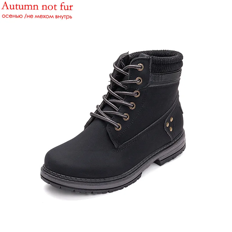 black not fur MORAZORA/; большие размеры 36-41; женские ботильоны; теплые зимние ботинки на шнуровке; удобная женская обувь на платформе с заклепками; сезон осень-зима - Цвет: black not fur