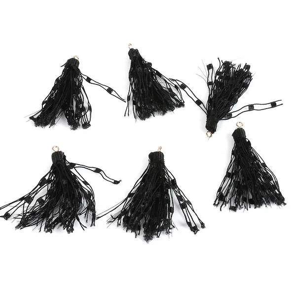 Black Мода 6 шт./партия Позолоченные кисточки для рукоделия изготовление сережек Обрезка одежды декоративная тесьма шитье ремесло - Цвет: Black