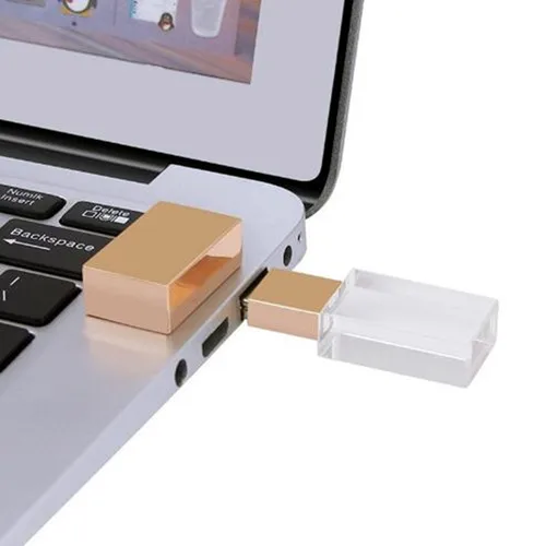 gold USB 3,0 прозрачный акриловый хрустальный флеш-накопитель на заказ 3D логотип компании подарок - Цвет: gold