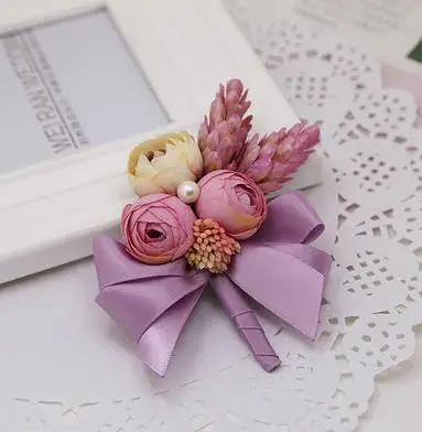 Color3 Boutonniere 1 шт ручной работы свадебная бутоньерка, жених бутоньерка Невеста Подружка невесты на запястье цветок искусственный цветок корсажи свадебные принадлежности - Цвет: Color3 Boutonniere