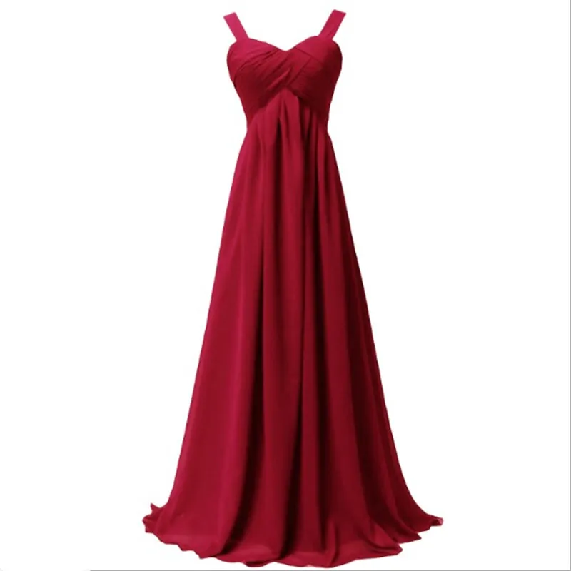 Wine red QNZL1089J# шифоновые длинные свадебные платья на тонких бретельках винно-Красного цвета Новые летние Свадебные платья для свадьбы, выпускного вечера - Цвет: Wine red