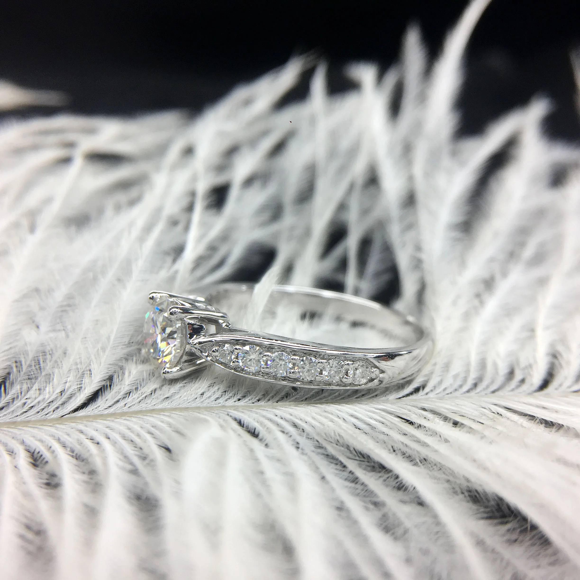 100% Moissanite АЛМАЗНОЕ КОЛЬЦО для свадьбы 0 5 карат из натурального 18K белого золота D