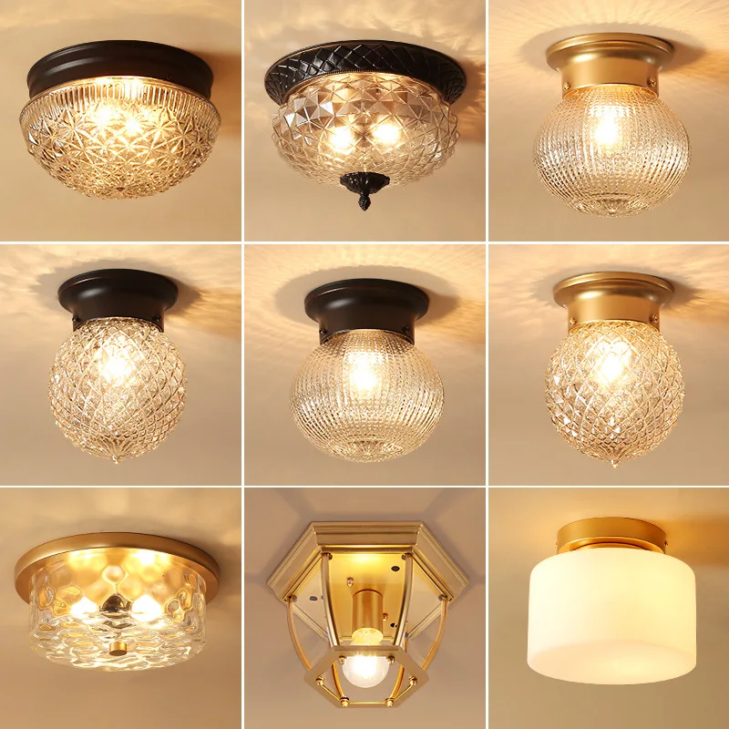 

Nordic Glass Balcony Led Ceiling Lights Multiple Styles Surface Mount Hanglamp Bedroom Stairs Aisle Ceiling Lamp