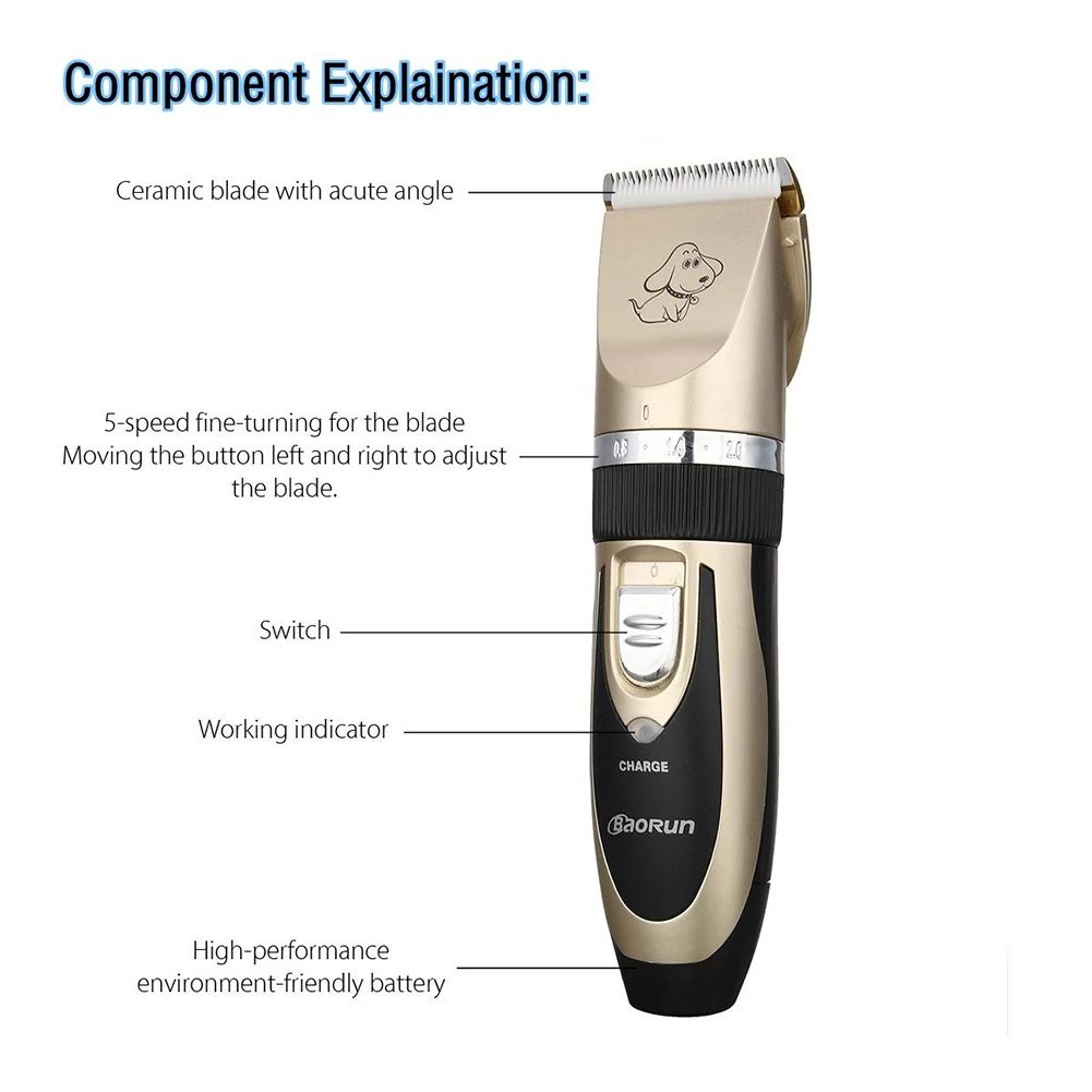 Pet Electric Clipper Professional Hair Grooming Razor Cat Dog Trimmers Rechargeable Tool Cutter Machine Shaver | Дом и сад