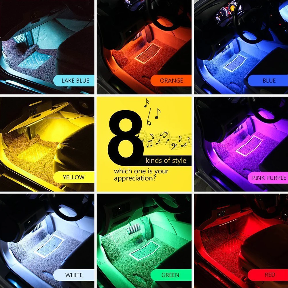 Светодиодная лента для автомобиля cascaleca, автомобильная интерьерная RGB атмосферная лампа, Bluetooth управление, Голосовое управление музыкой, комплект 12 В, автомобильный стиль