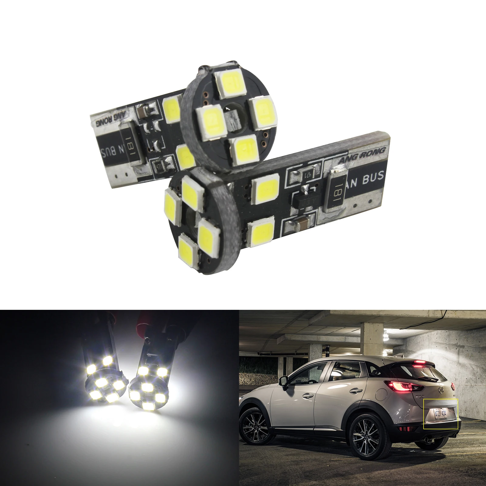 

ANGRONG 2x501 T10 W5W 8 SMD белые светодиодные боковые внутренние парковочные лампы DRL безошибочные автомобильные поворотники с клиновидным цоколем