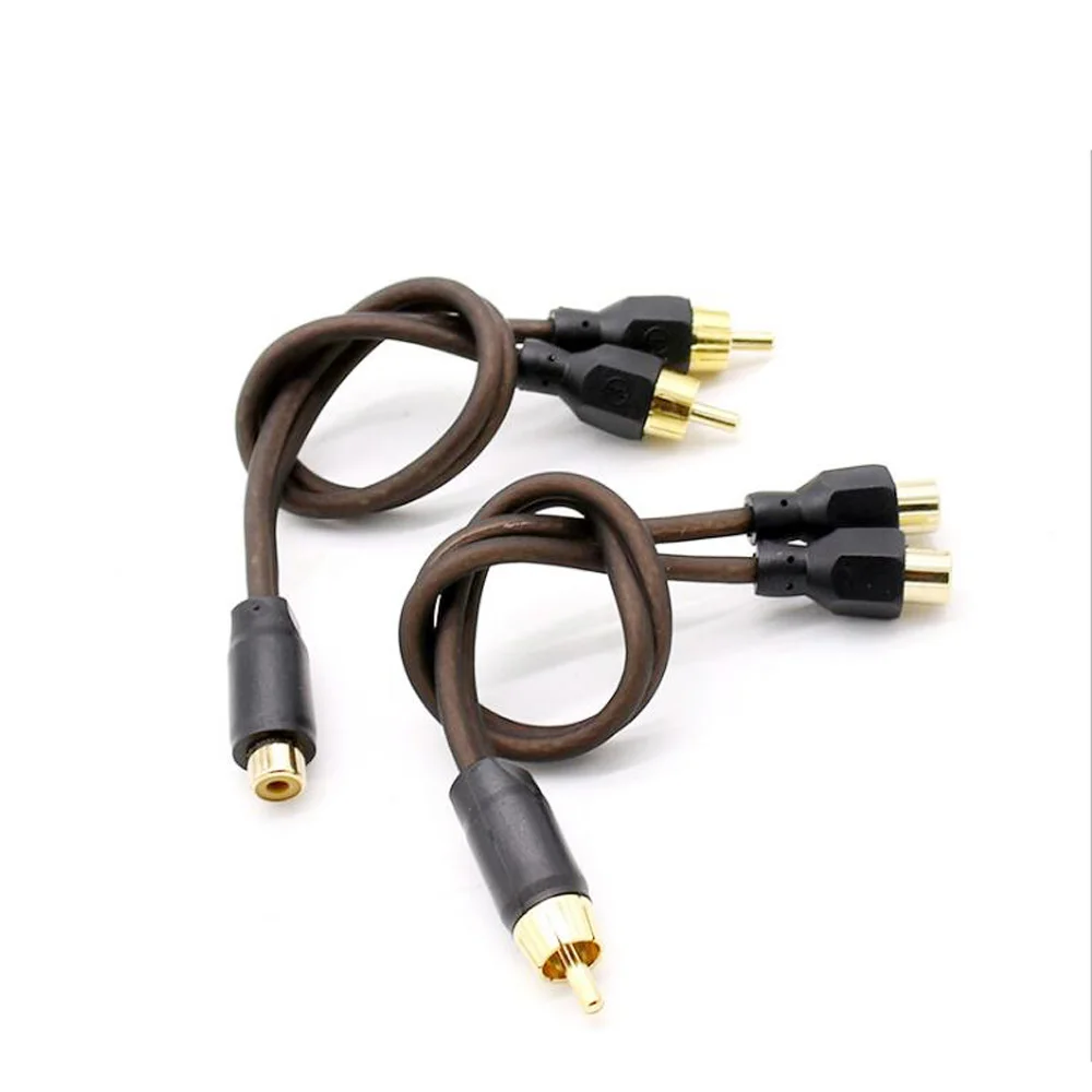 PUZU автомобильный аудио кабель rca 1 папа 2 Женский и Мужской усилитель сабвуфер