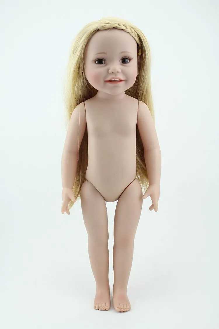 

happy girl NPKDOLL long hair Full vinyl 45cm Reborn Baby Dolls toys 18'' Handmade Hard silicone kids girls for children Gifts