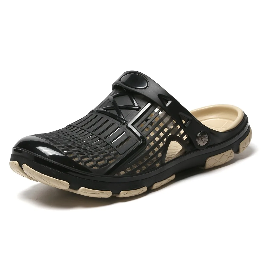 Мужские уличные пляжные сандалии черные повседневные шлепанцы для воды лета