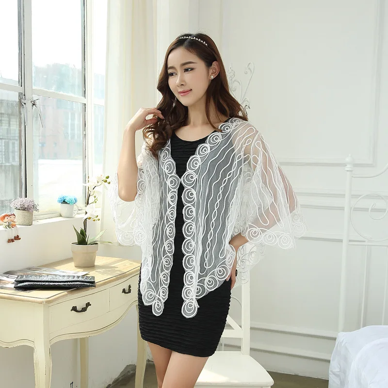 Белые кружевные топы женские кардиганы из сетчатой ткани черные болеро с рукавом
