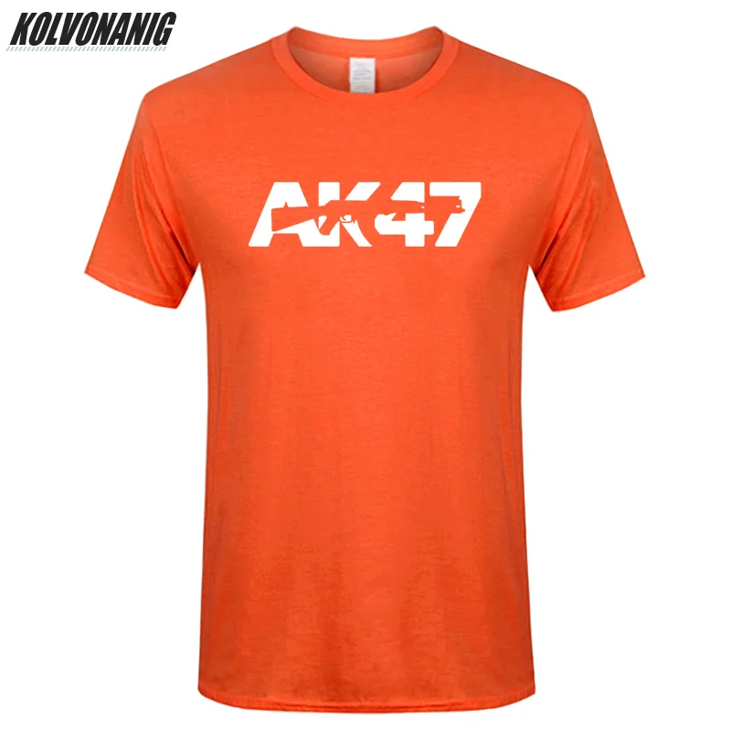 KOLVONANIG 2021 Summer Fashion New Streetwear Men Cotton T-Shirts AK47 Printed T Shirt Short Sleeve Male AK-47 Gun Tops Tees 3XL | Мужская