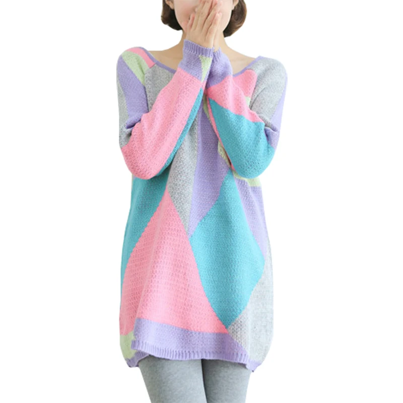 Женский свитер с длинными рукавами Tangram Длинный свободный джемпер длинным