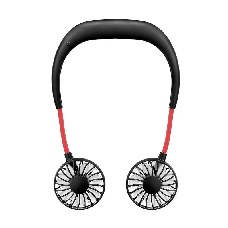 Black Hands-free Шея группа Hands-Free Висячие USB Перезаряжаемый двойной вентилятор мини воздушный охладитель летний портативный - Цвет: Black