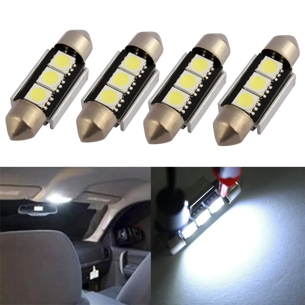 

4PCS Car Auto 36mm 39mm CANBUS Error Free 3 LED 5050 SMD 6418 C5W License Plate Dome Reading Head Light Bulb 12V car led
