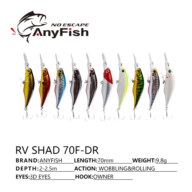 Приманка рыболовная ANYFISH STAR RV SHAD 70F DR 7 см 9 8 г искусственная приманка с 3D глазами 2